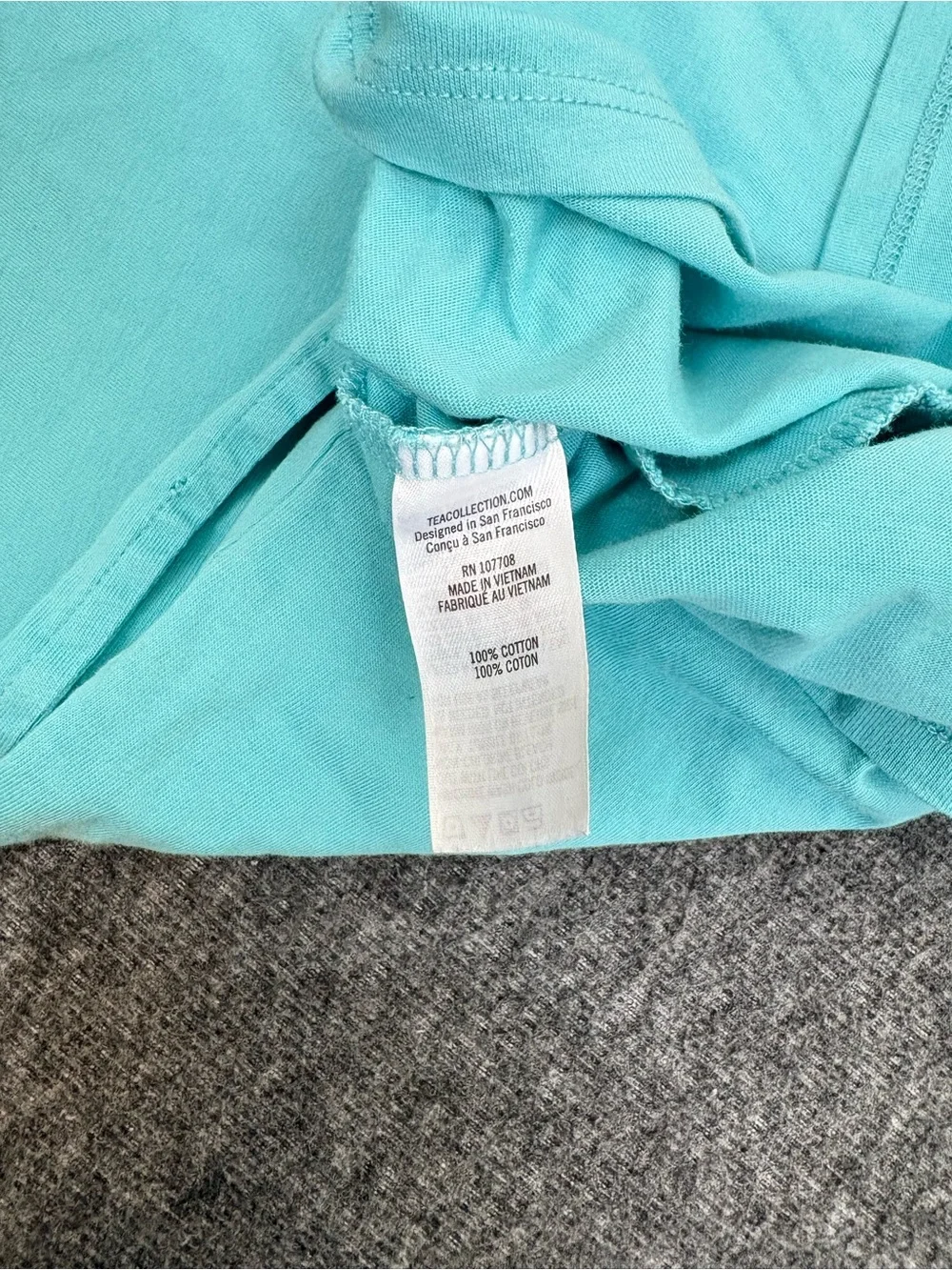 Tea Collection Girls Size 8 Turquoise Blue Floral Yoke T-Shirt Shift Dress